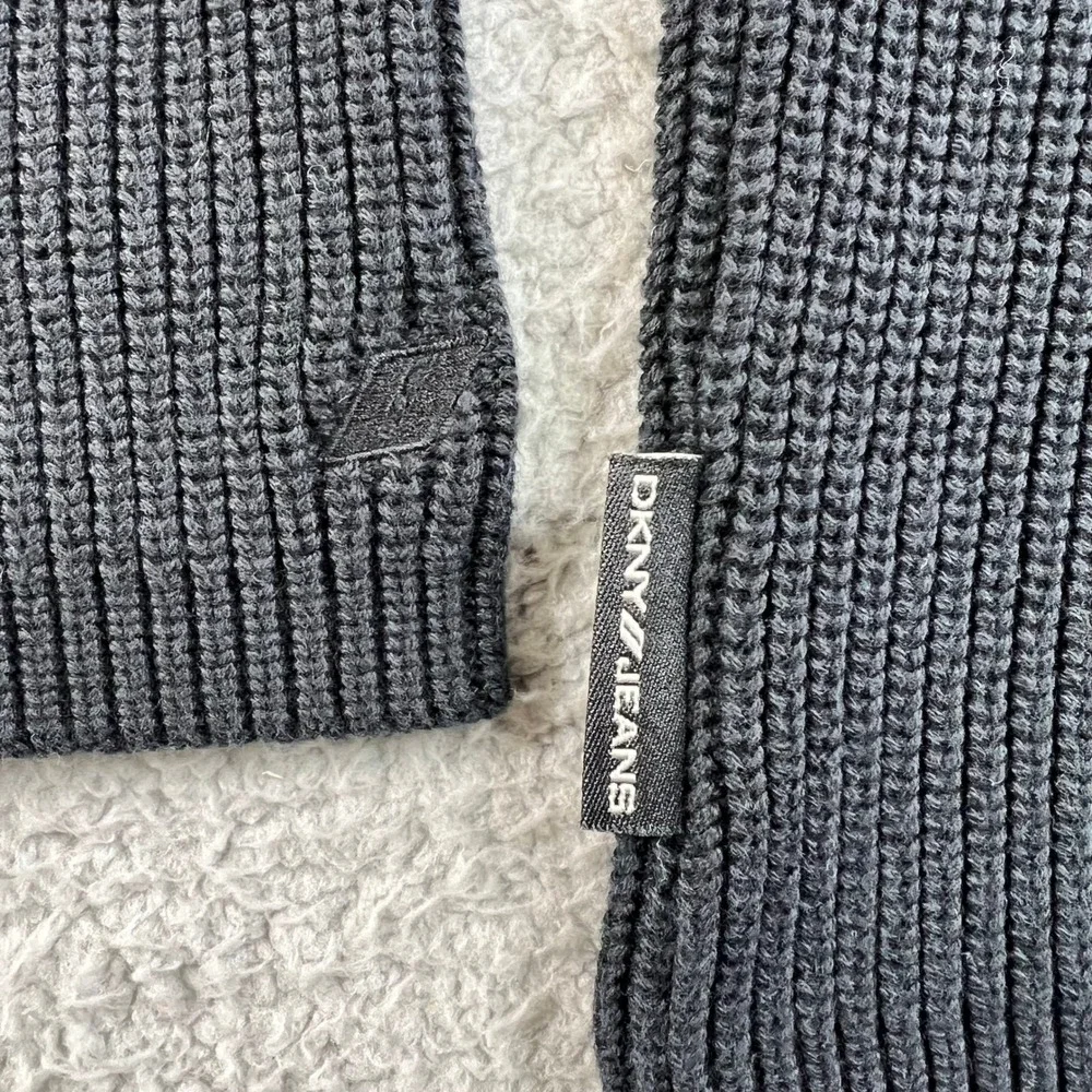 DKNY Jeans Men's Black‎ Ribbed Long Sleeve Sweater Size M VTG NWT